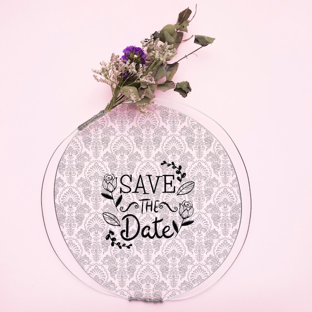Download Save the date mock-up frame with dries flowers PSD file ...