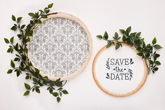 Download Free PSD | Save the date mock-ups with leaves
