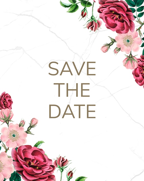 Download Save the date mockup with roses PSD file | Premium Download