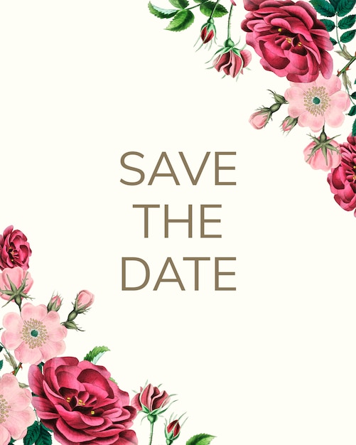 Download Save the date mockup with roses | Premium PSD File