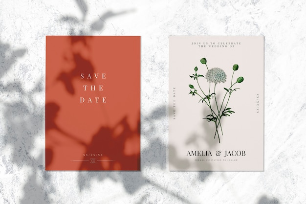 Download Save the date wedding invitation card mockup | Free PSD File PSD Mockup Templates