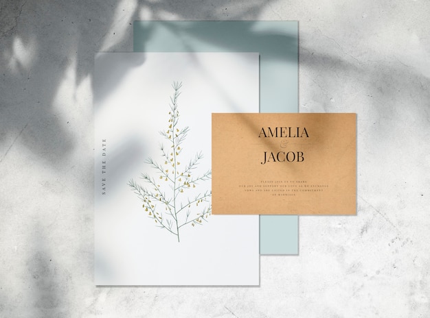 Download Free Psd Save The Date Wedding Invitation Card Mockup