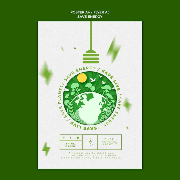 Free PSD | Save energy flyer template