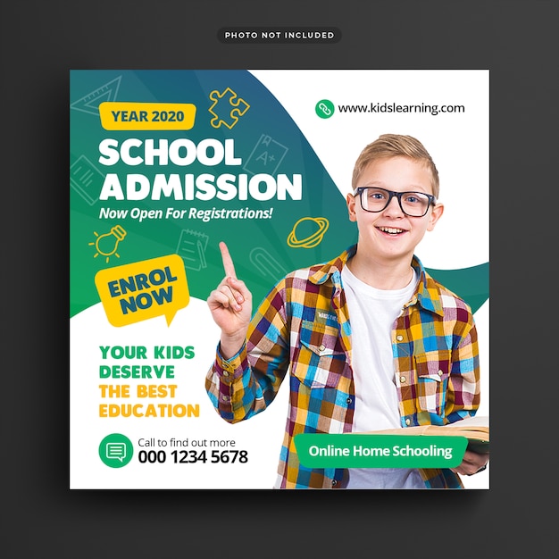 School admission banner template Premium Psd