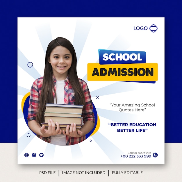 School admission social media banner template Premium Psd