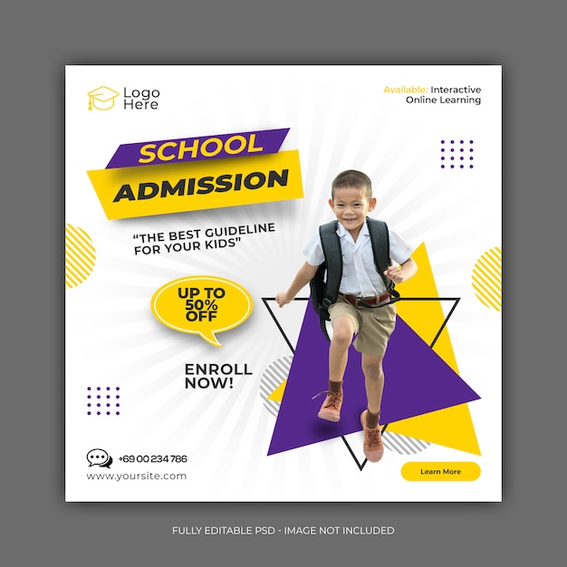 School Admission Social Media Post Template 