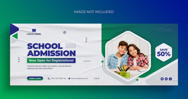 School admission social media web banner flyer and facebook cover photo design template Premium Psd