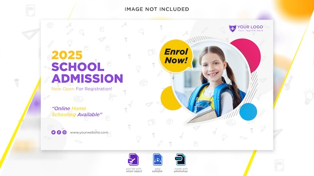 Premium PSD School  admission web banner 