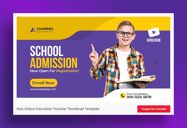 Premium PSD | School education admission youtube thumbnail and web