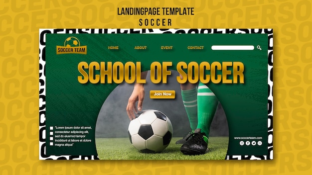サッカースクールのランディングページテンプレート 無料のpsdファイル