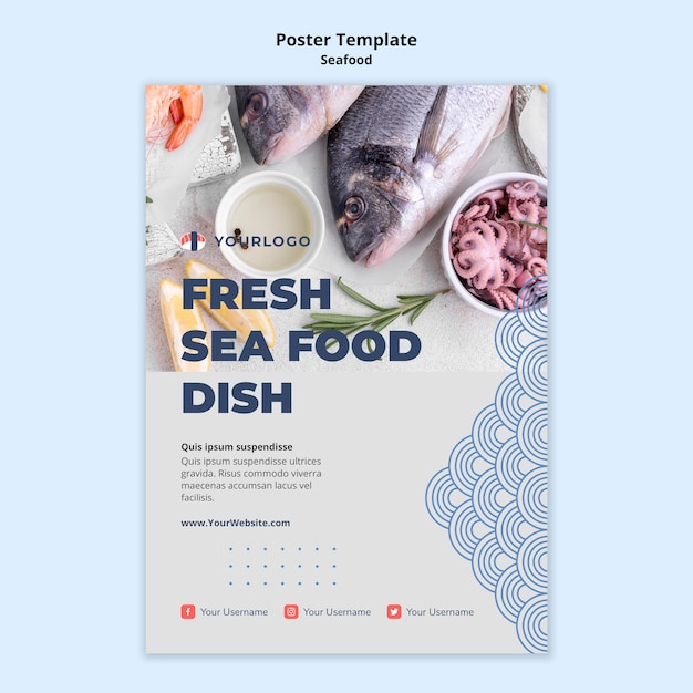 Free PSD | Seafood concept poster template