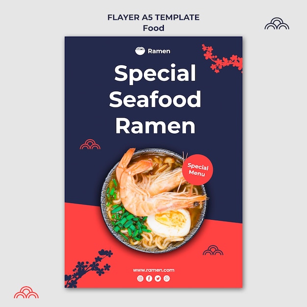 Free PSD | Seafood ramen flyer template