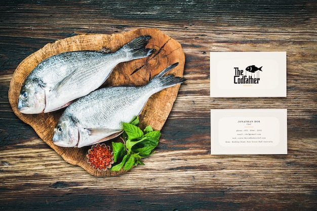 Download Seafood restaurant business card mockup | Premium PSD File