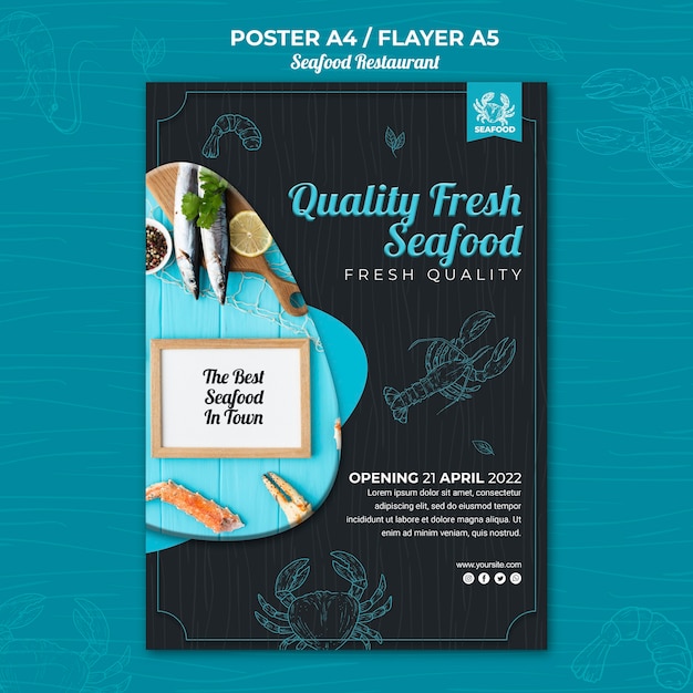 Free PSD | Seafood restaurant flyer design