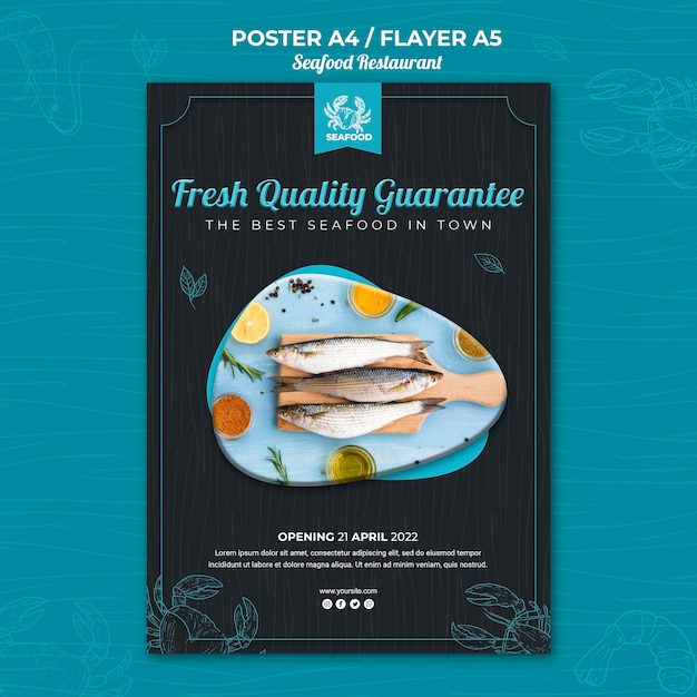 Free PSD Seafood restaurant flyer template