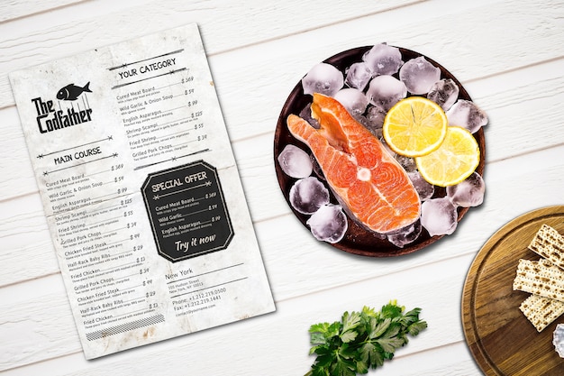 Download Seafood restaurant menu mockup | Premium PSD File