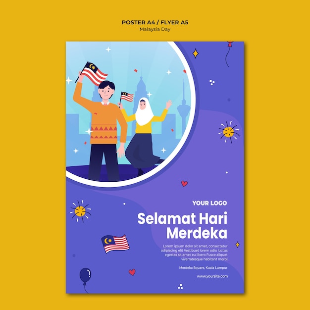 Free Psd People Holding Malaysian Flags Poster Template