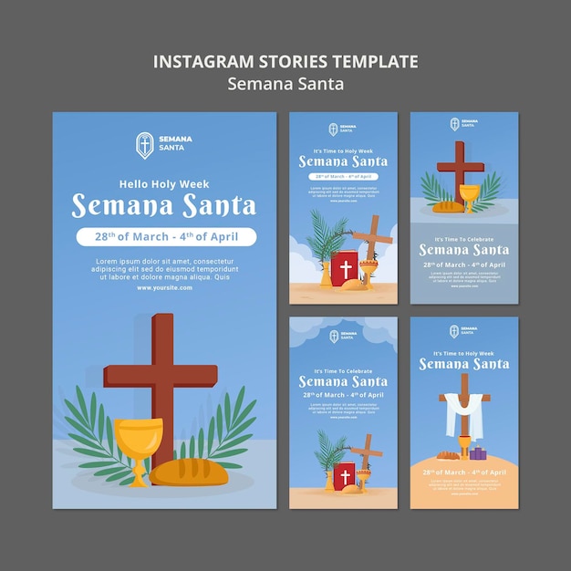 Free Psd Semana Santa Social Media Stories Set