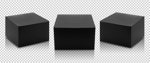 Download Set of black box product packaging in side view and front ...
