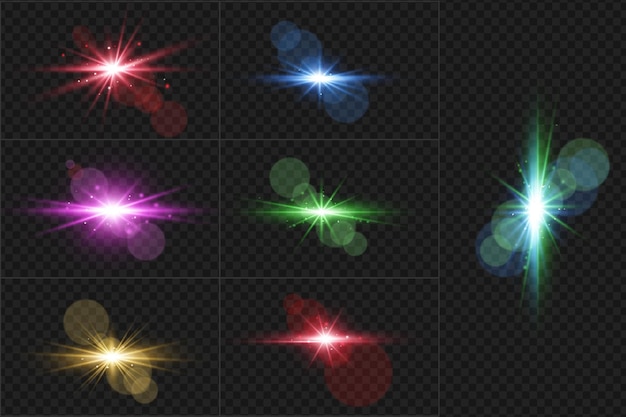 Premium PSD | Set of transparent digital lens flares