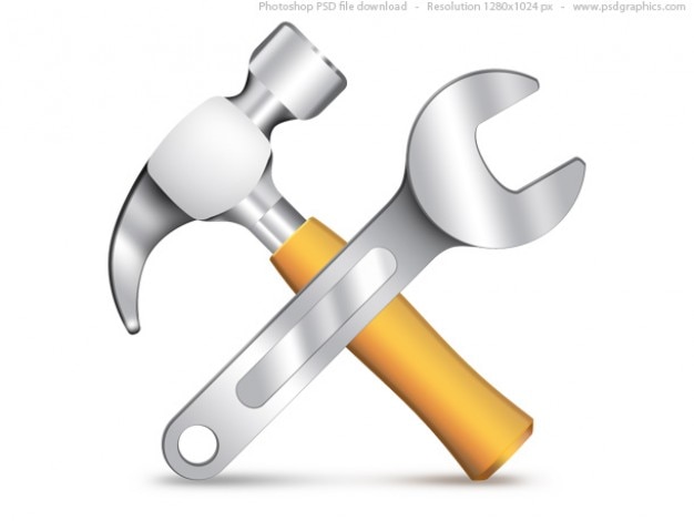 Settings icon, PSD hammer and wrench PSD file | Free Download