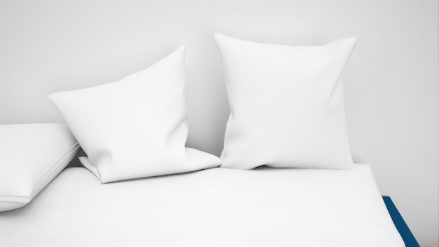 Several white cushions closeup | Free PSD File