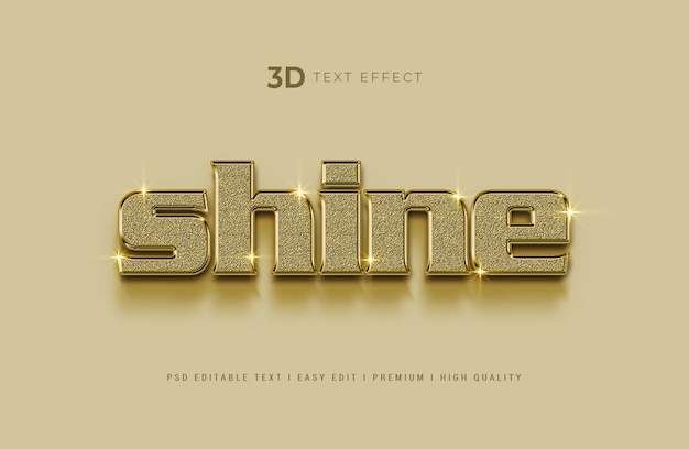 Download Shine 3d text style effect mockup | Premium PSD File