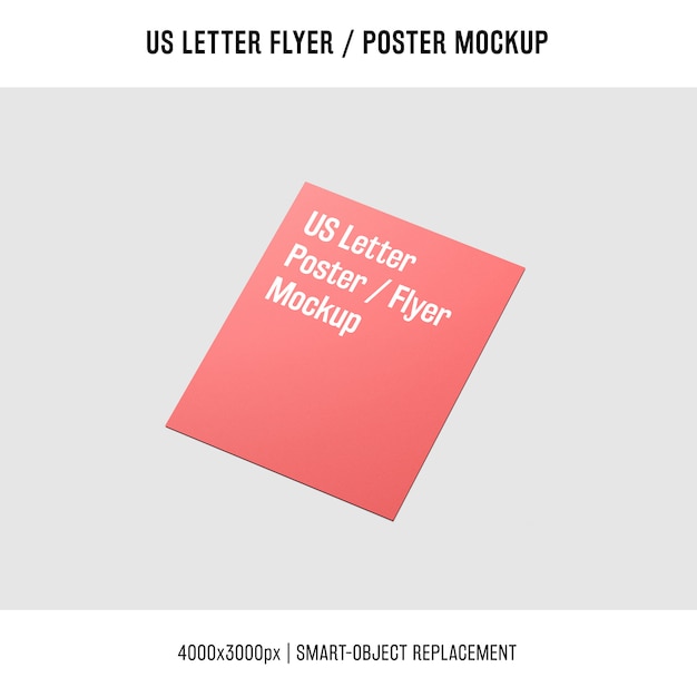 Shiny us letter flyer or poster mockup PSD Template