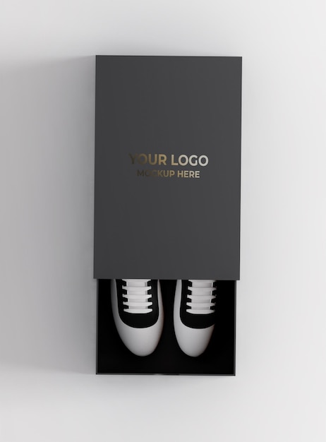 Download Premium Psd Shoe Box Mockup With Gold Color Text