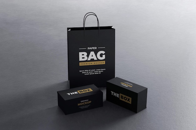 Download Premium Psd Shoes Box Mockup Black Gold Realistic