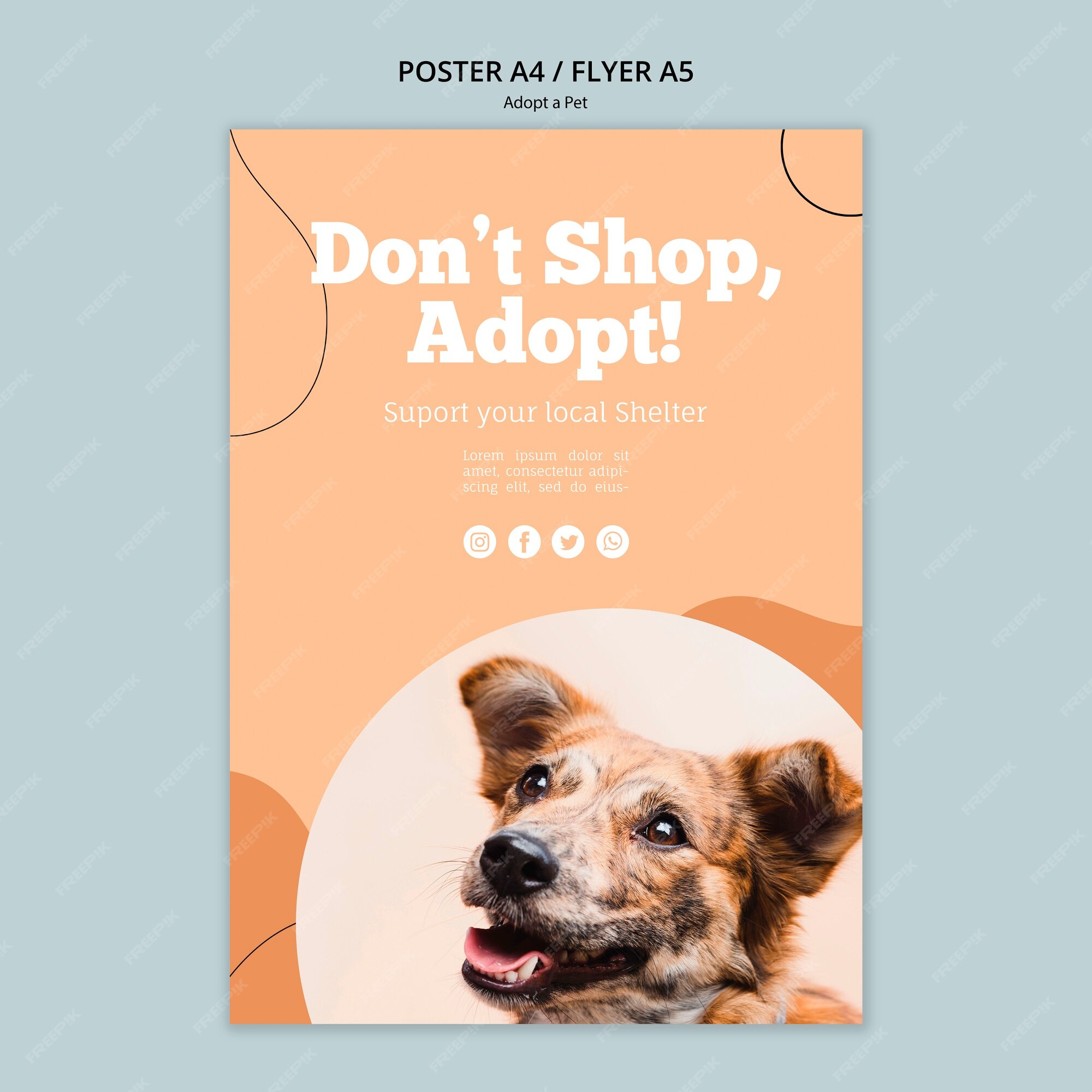 Free PSD | Don't shop, adopt a pet poster template