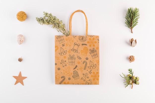 Download Shopping bag mockup with christmas concept | Free PSD File