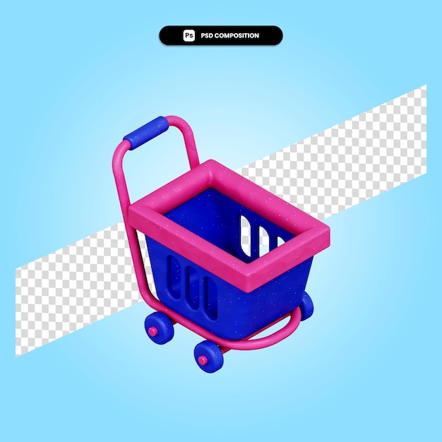 Premium PSD | Shopping cart 3d render illustration isolated