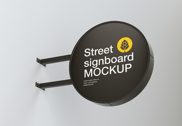 Premium PSD | Signboard wall mockup