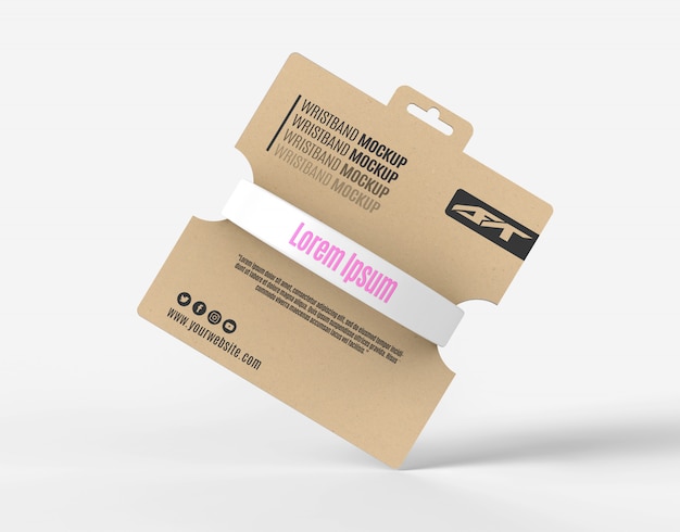 Premium PSD | Silicone wristband packaging mockup