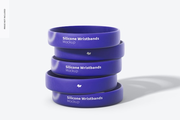 Premium PSD | Silicone wristbands set mockup, front view, stacked