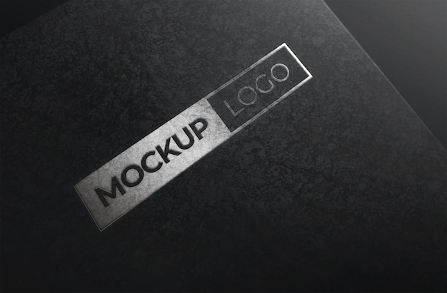 Download Premium Psd Silver Foil Logo Mockup With Black Paper Texture Background PSD Mockup Templates
