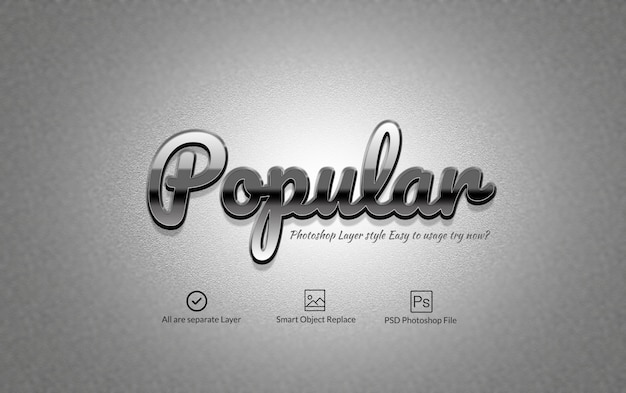 Download Silver glossy photoshop text effect PSD file | Premium Download