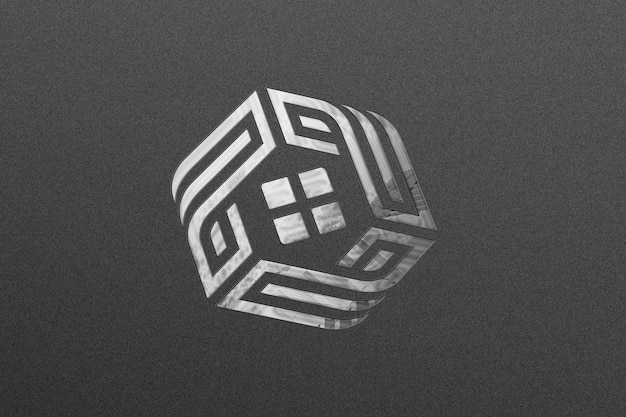 Download Silver mockup logo on black paper texture | Premium PSD File