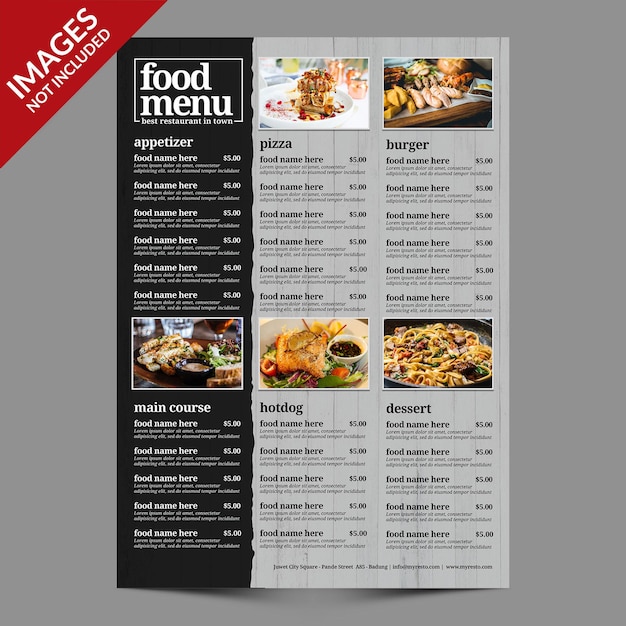  Simple food menu for restaurant or bar premium template Premium Psd