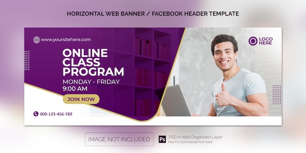  Simple horizontal web banner template for online class program promotion