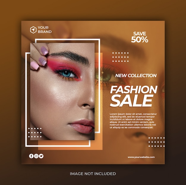 Simple modern fashion sale banner or square flyer for social media post template Premium Psd