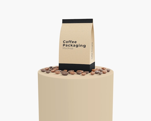 Download Premium Psd Simple Paper Coffee Bag Mockup With A Podium