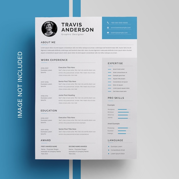 Premium PSD | Simple resume design with blue accent