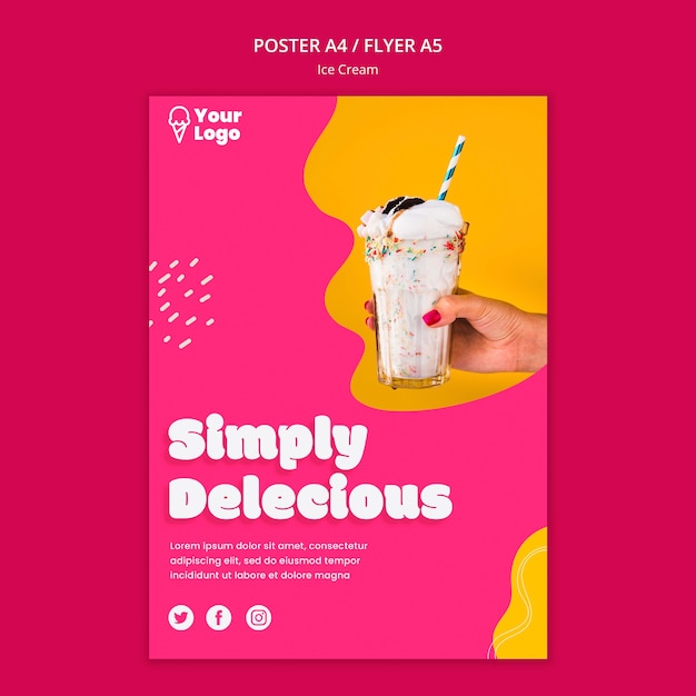 Download Free PSD | Simply delicious ice cream poster template