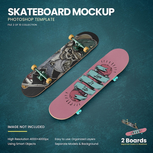 Download Skateboards on the floor mockup | Premium PSD File