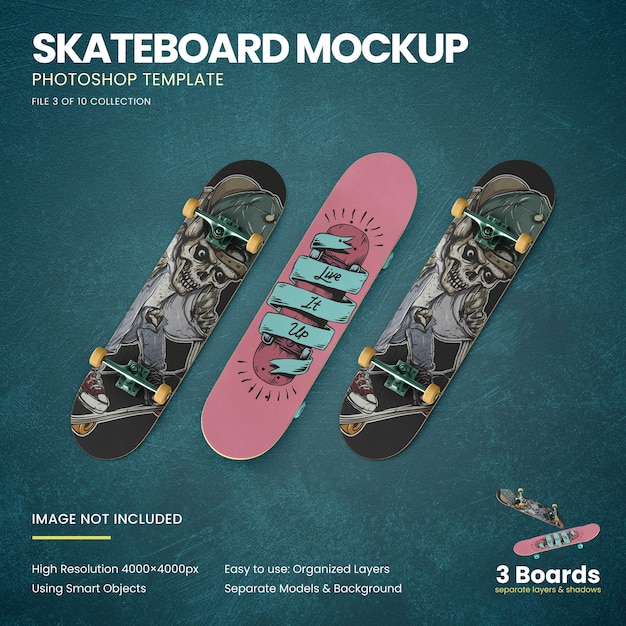 Download Premium PSD | Skateboards on the floor mockup