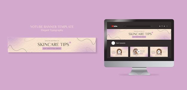youtube skin template Free PSD  Skin care youtube banner template