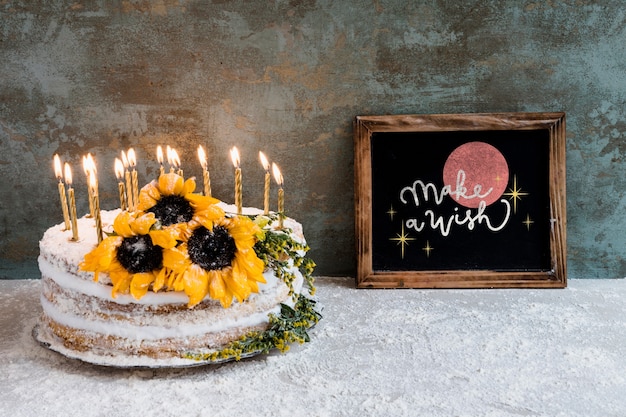 Download Slate mockup with birthday cake PSD file | Free Download