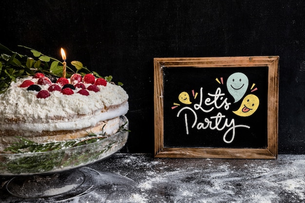 Download Free Psd Slate Mockup With Birthday Cake